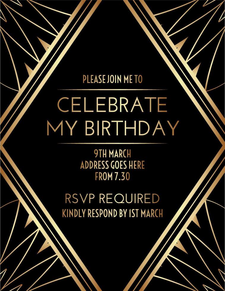 Birthday Invitation Design in Great Gatsby Style vector