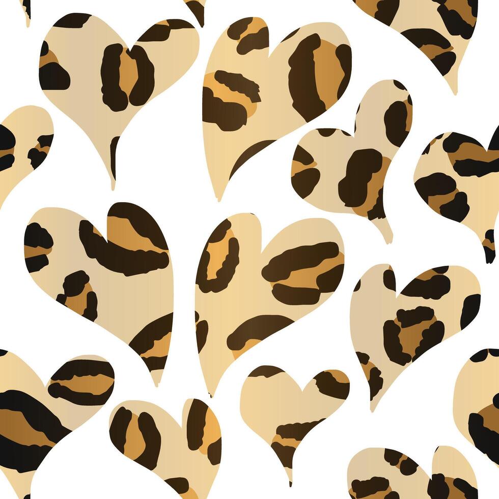Heart Leopard Print Repeat Pattern vector