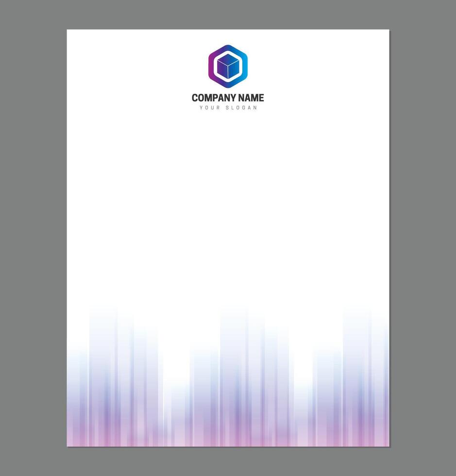 Purple Blue Letterhead Template for Print with Square Logo vector