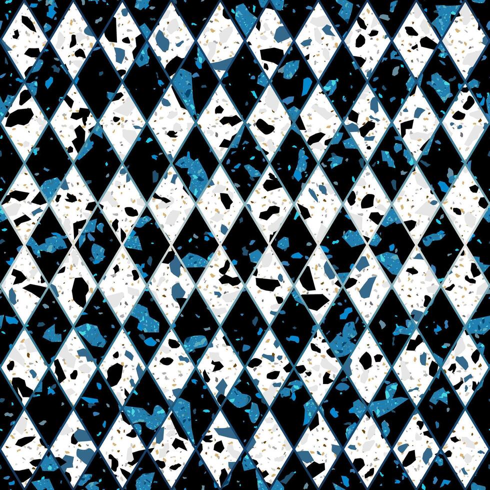 Blue Modern Terrazzo Stone Texture Seamless Pattern Design vector