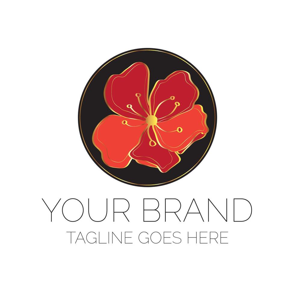 Red Flower Logo. Floral Brand vector