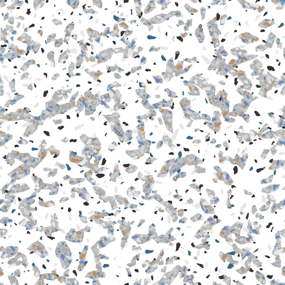 Terrazzo Stone Texture Seamless Pattern Design Gray on White Background vector