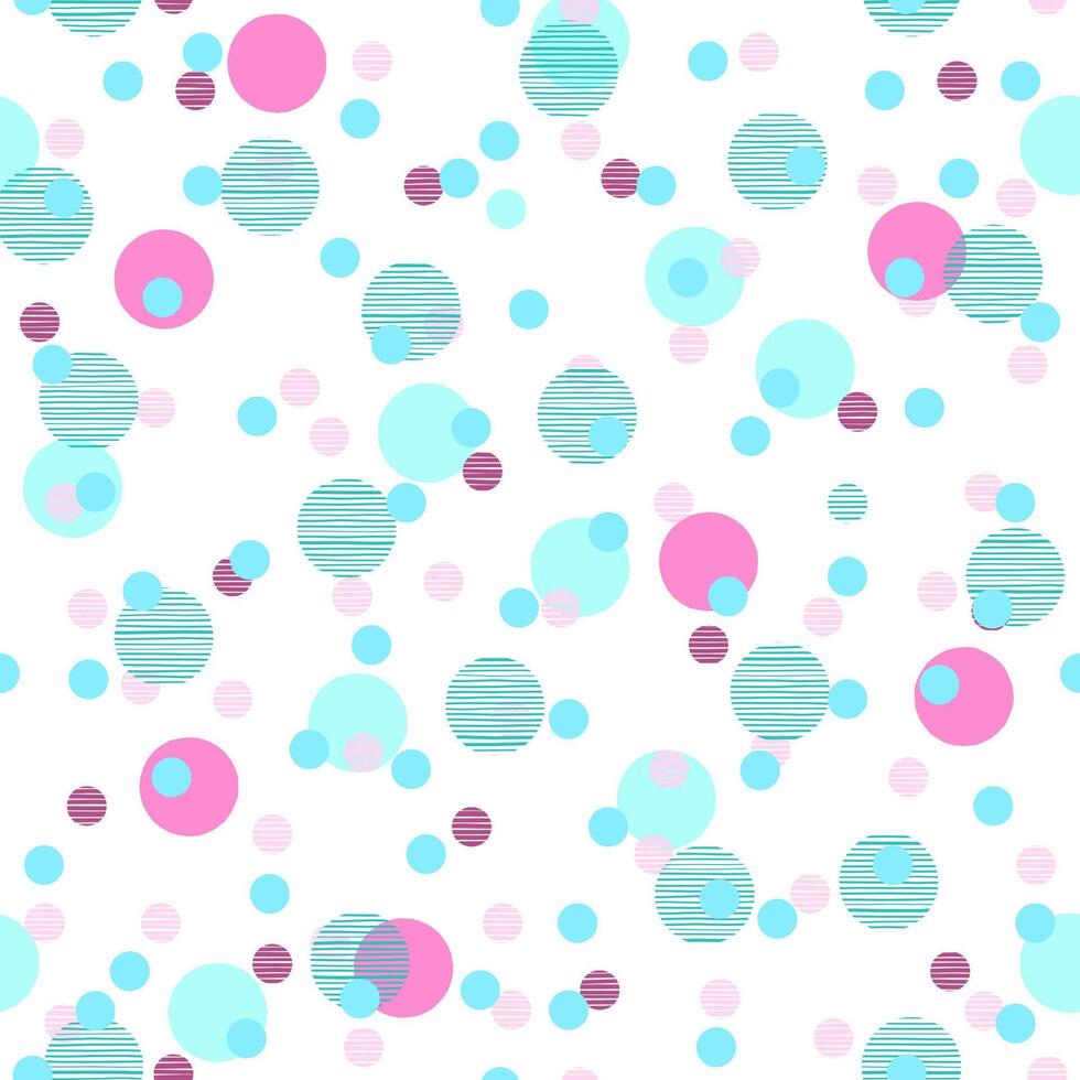 Fun Blue and Pink Geometric Seamless Pattern Design on White Background vector