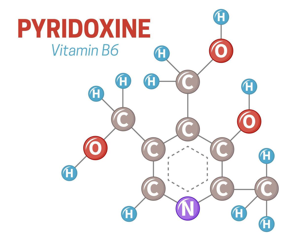 Pyridoxine Vitamin B6 Molecule Illustration vector