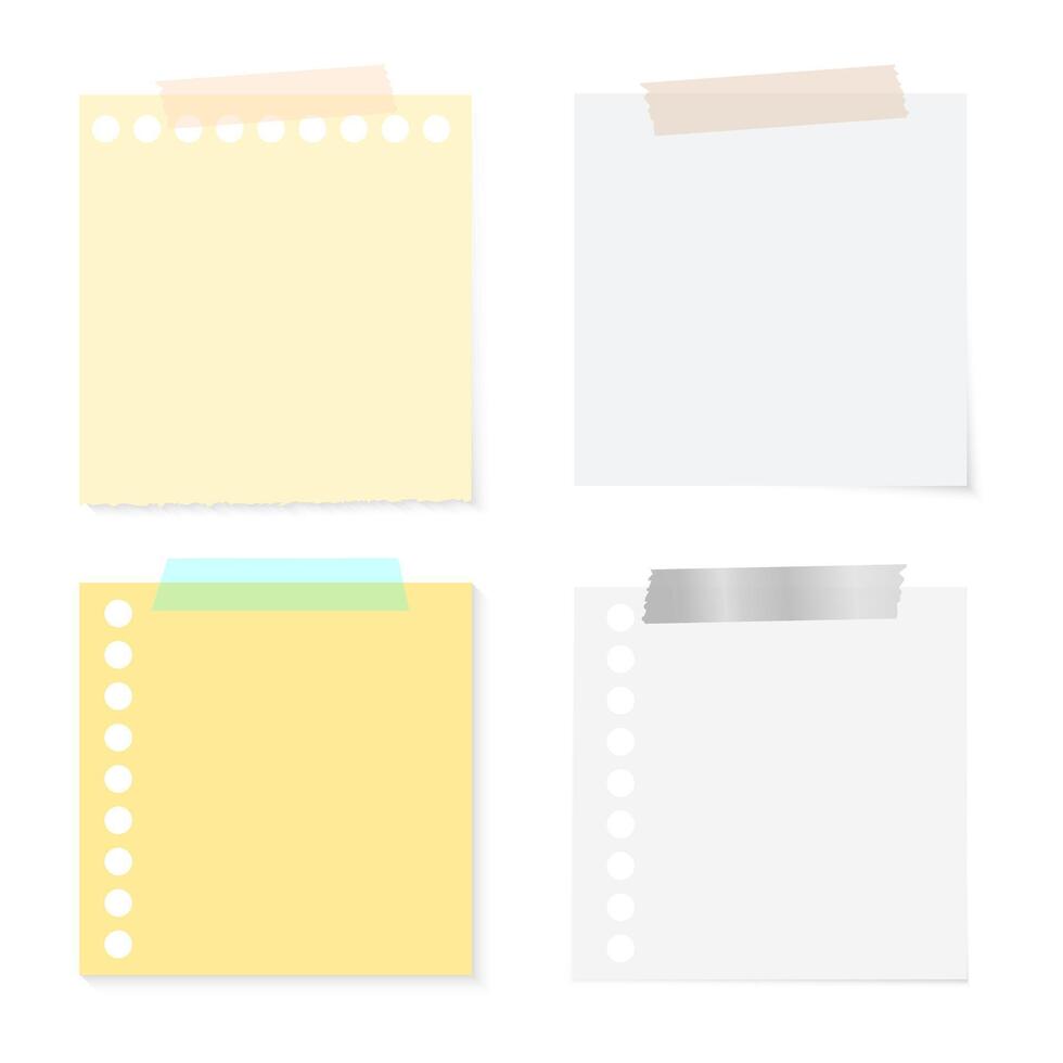 Note Paper with Tape in Yellow and White Color vector