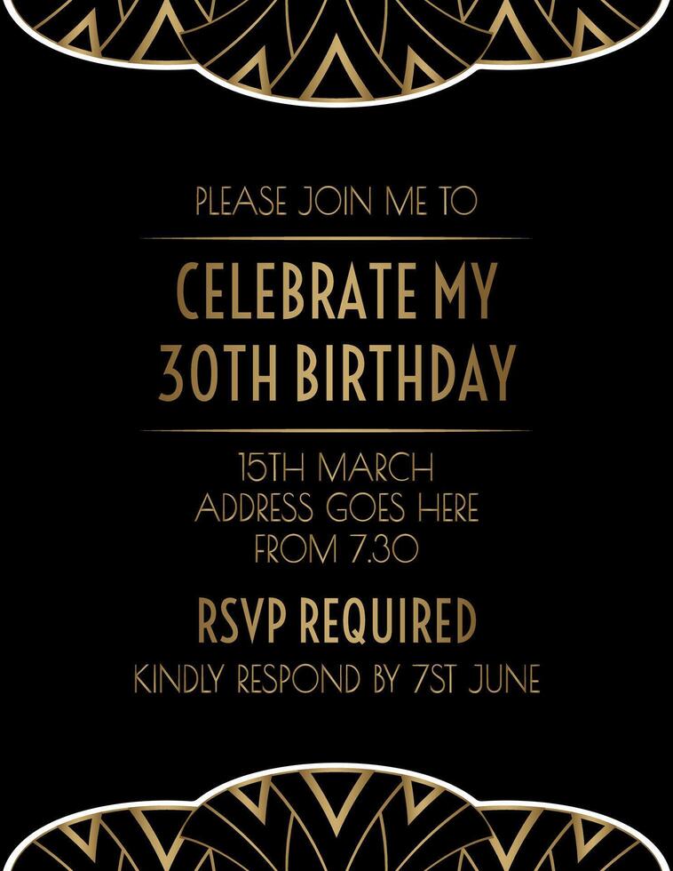 Elegant Luxury Gatsby Art Deco Invitation Design vector