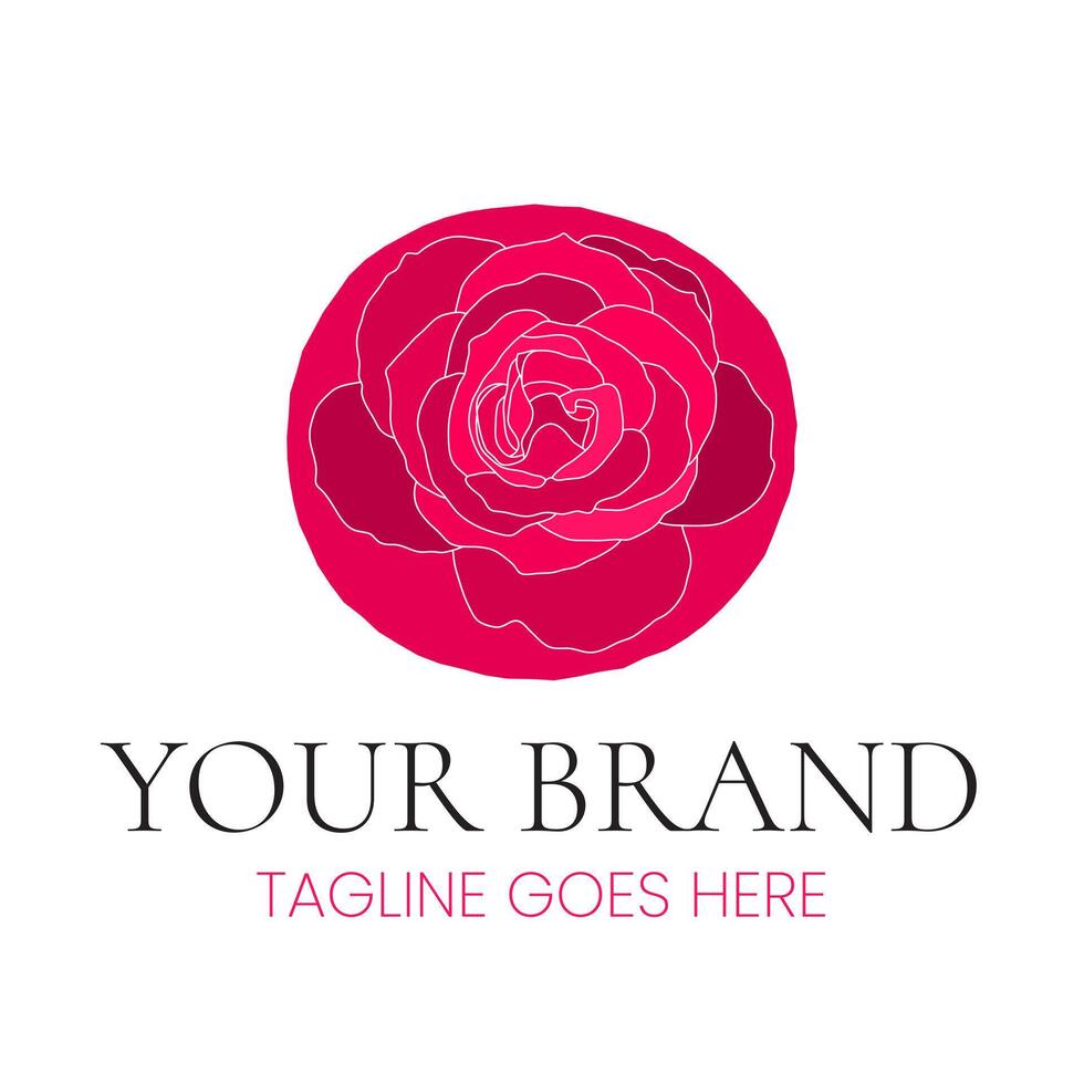 Rose Flower Brand Logo Design. Round Pink and Red Logotype for Florist, Beauty Salon, Feminine Business vector