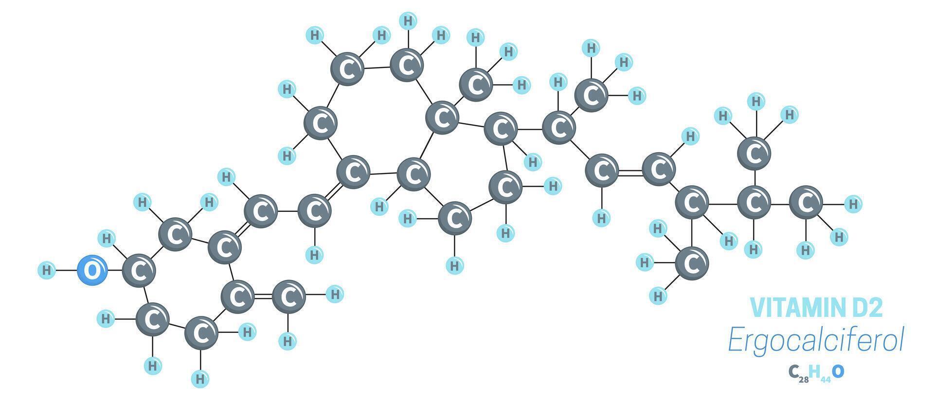 Ergocalciferol D2 Vitamin Molecule of C28H44O vector