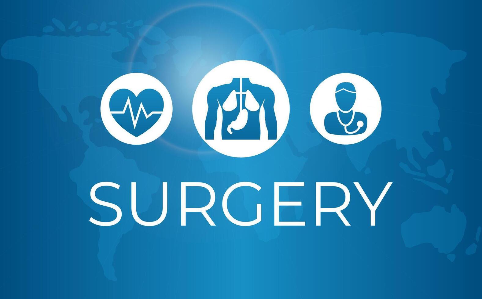 Blue Surgery Illustration with World Map Background Banner vector