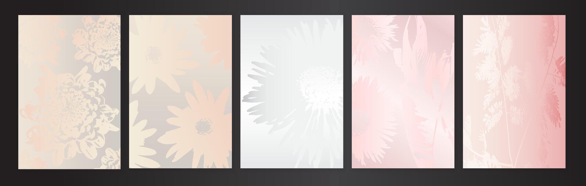 Light Pastel Floral Background Set. Flower Texture Collection vector