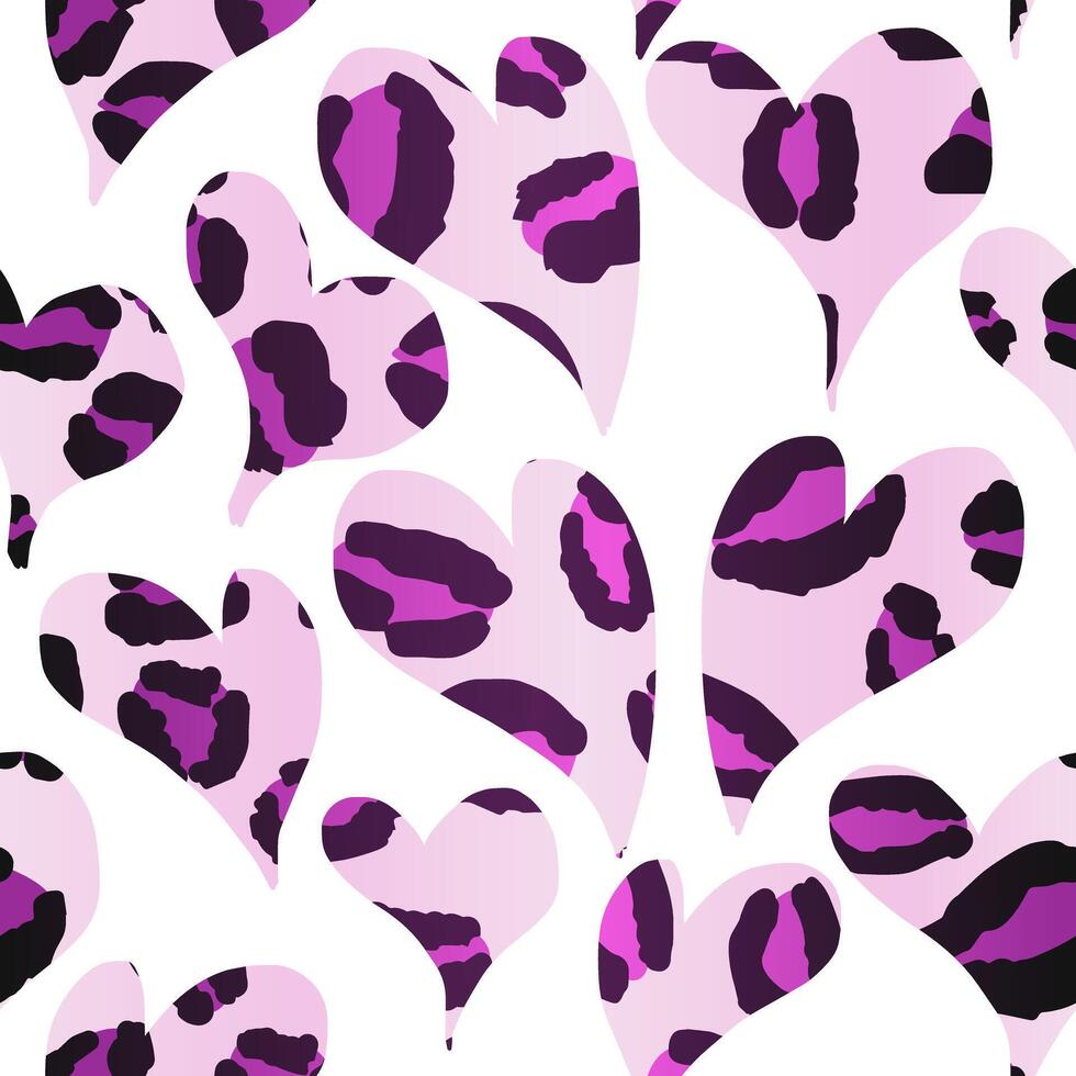 Pink Heart Leopard Print Repeat Pattern vector