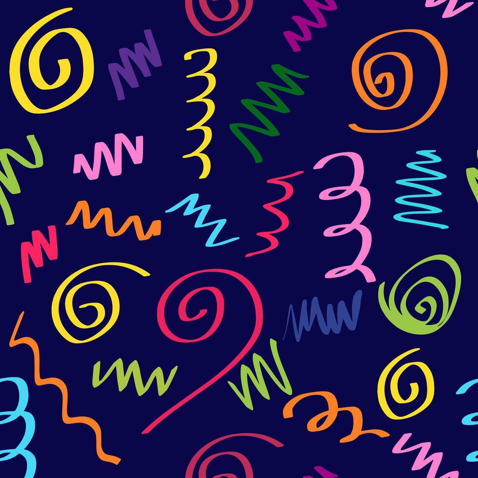 Scribble Seamless Pattern on Blue Background vector