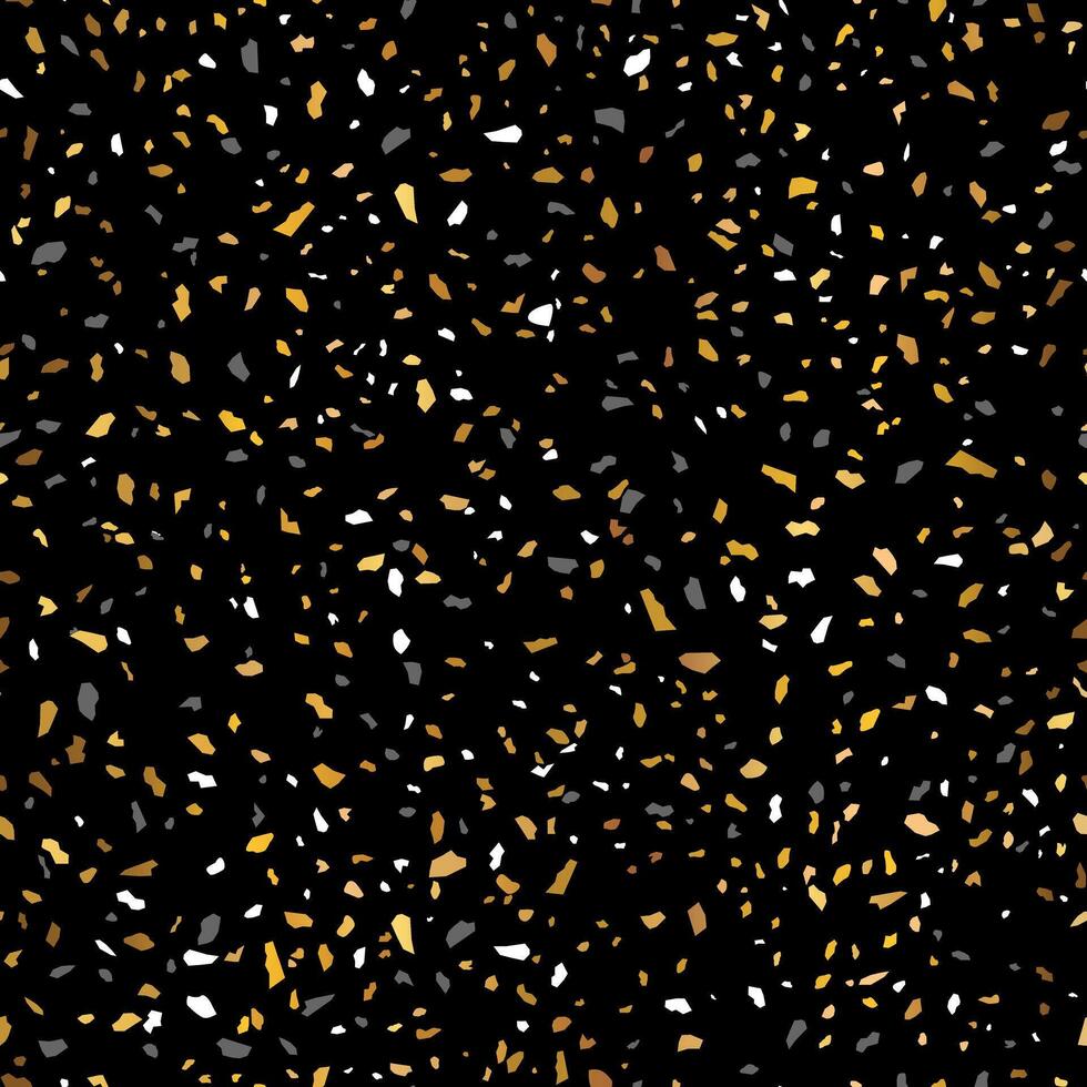 Black Terrazzo Texture Seamless Pattern Design with Gold Stones vector