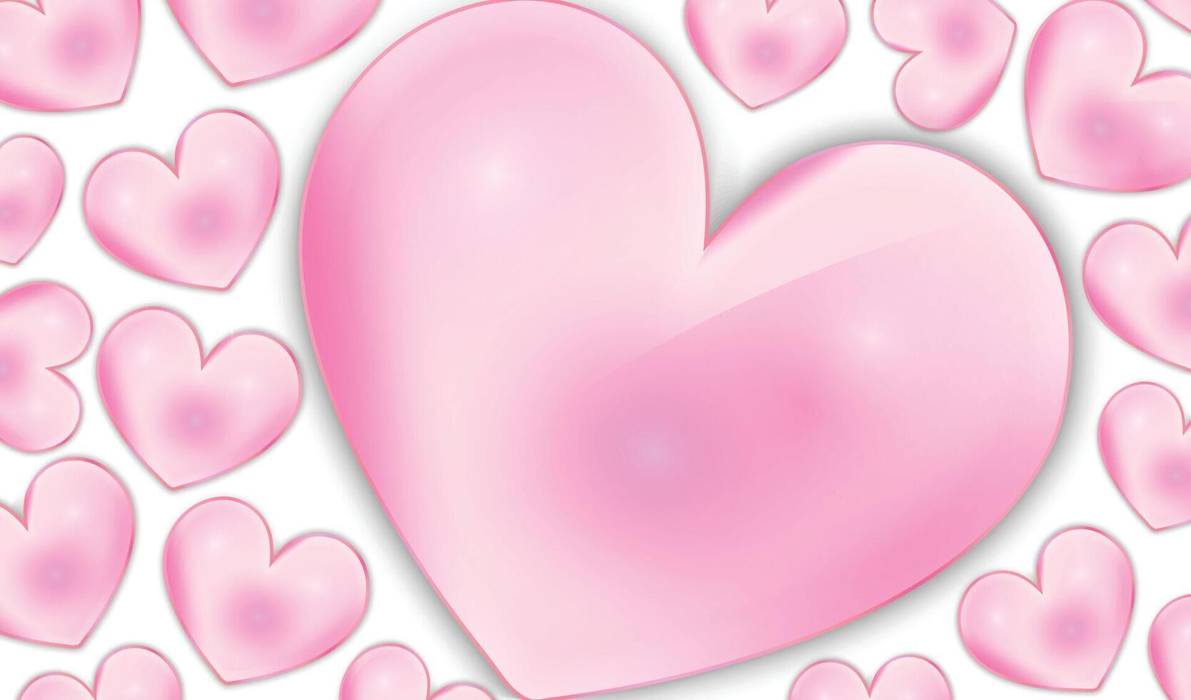 Pink Hearts on White Background Valentine's Day Banner Design vector