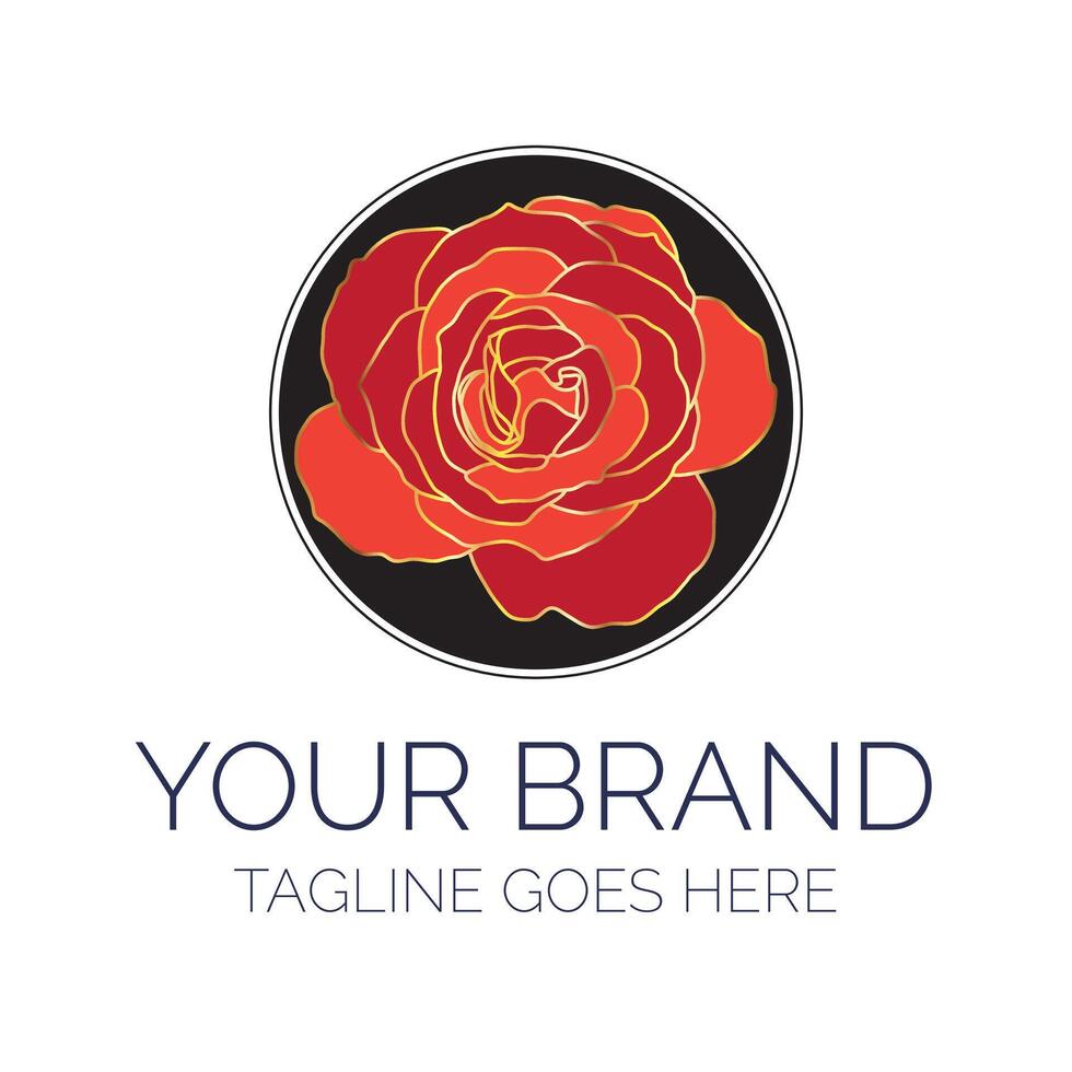 Beautiful Rose Logo. Feminine Red Round Flower Logotype for Business vector