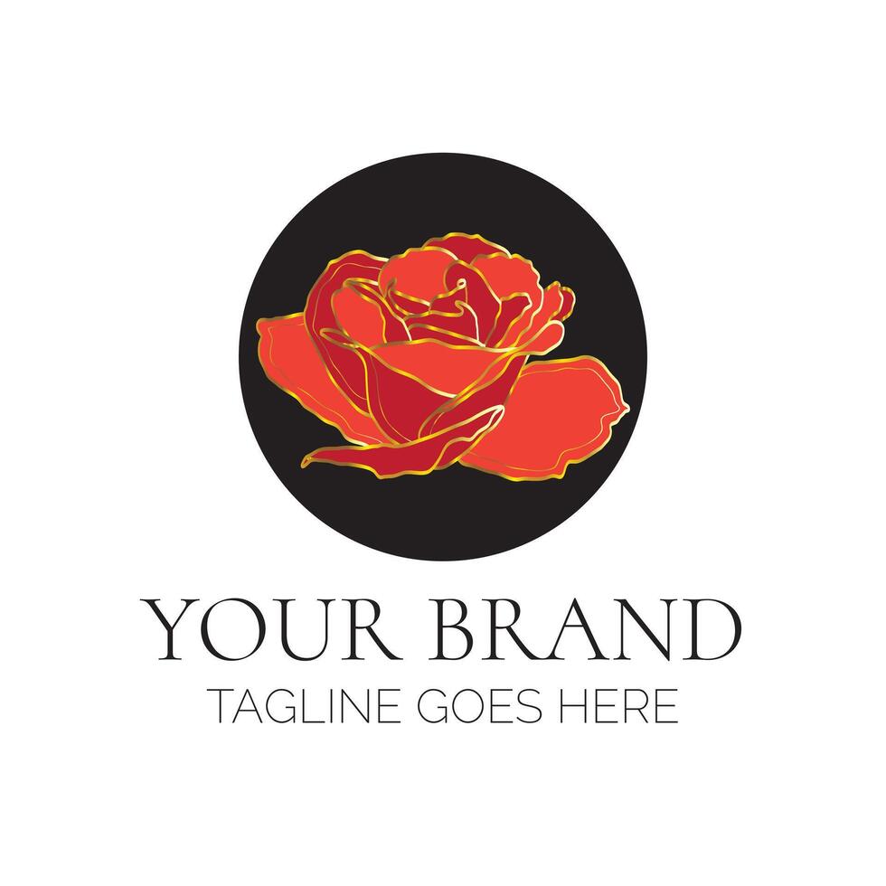 Beautiful Feminine Red Rose Brand Logo Design. Flower Logotype for Business vector