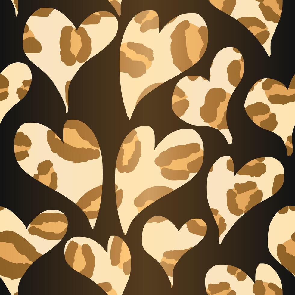 Heart Leopard Print Repeat Pattern vector
