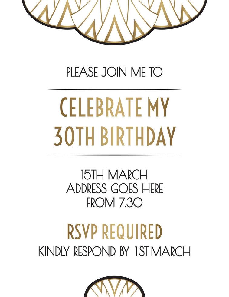 Gatsby Elegant White Art Deco Invitation Design vector