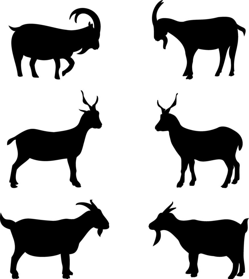 Goat silhouette set isolated on white background vector