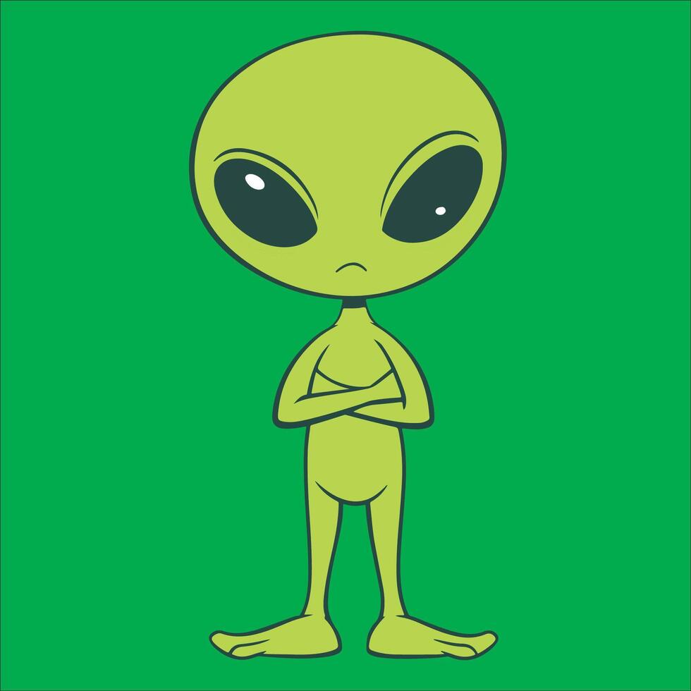 Alien Logo - a cute alien confused thinking illustration vector