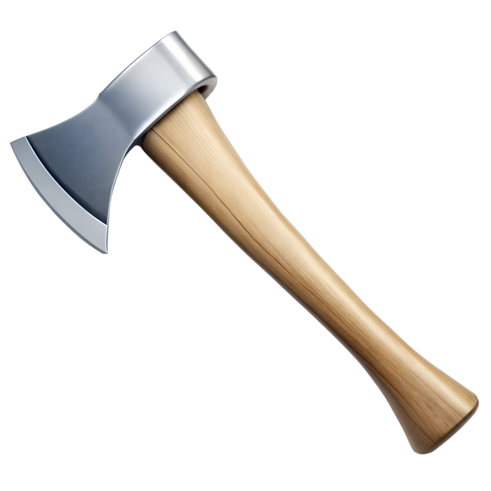 Shiny Steel Axe With a Smooth Wooden Handle Isolated on Transparent Background png