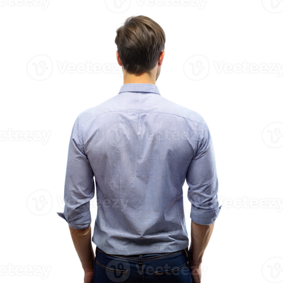 Rear View of a Young Man Standing With Hands in Pockets, Studio Setting With Transparent Background png