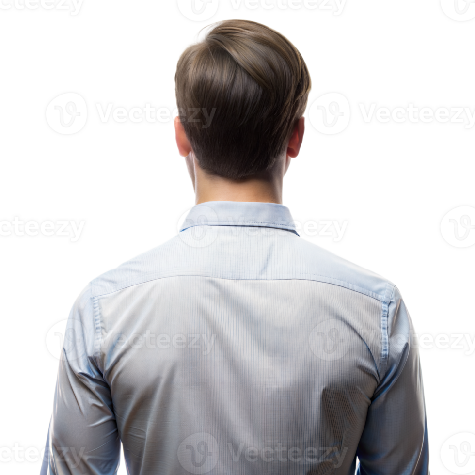 Young Man in a Blue Shirt Viewed From Behind Against a Transparent Background png