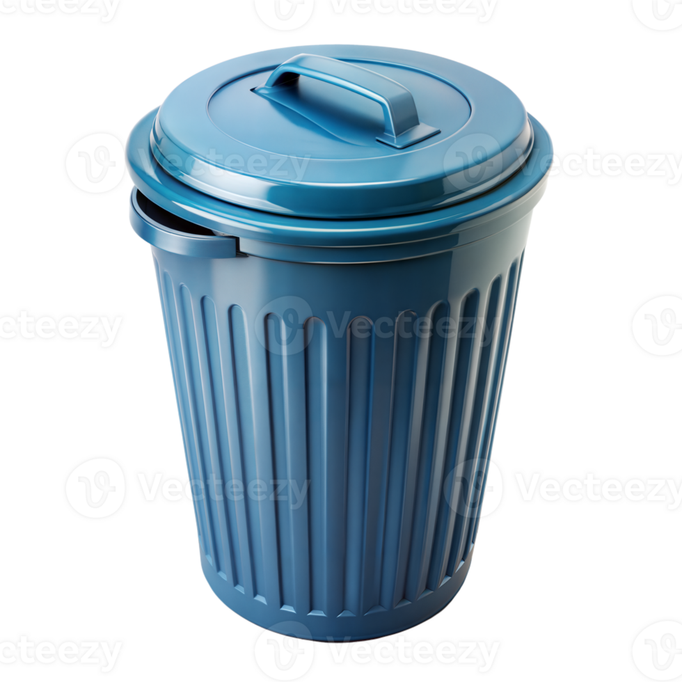 azul plástico Lixo bin com fechadas tampa e transparente fundo png
