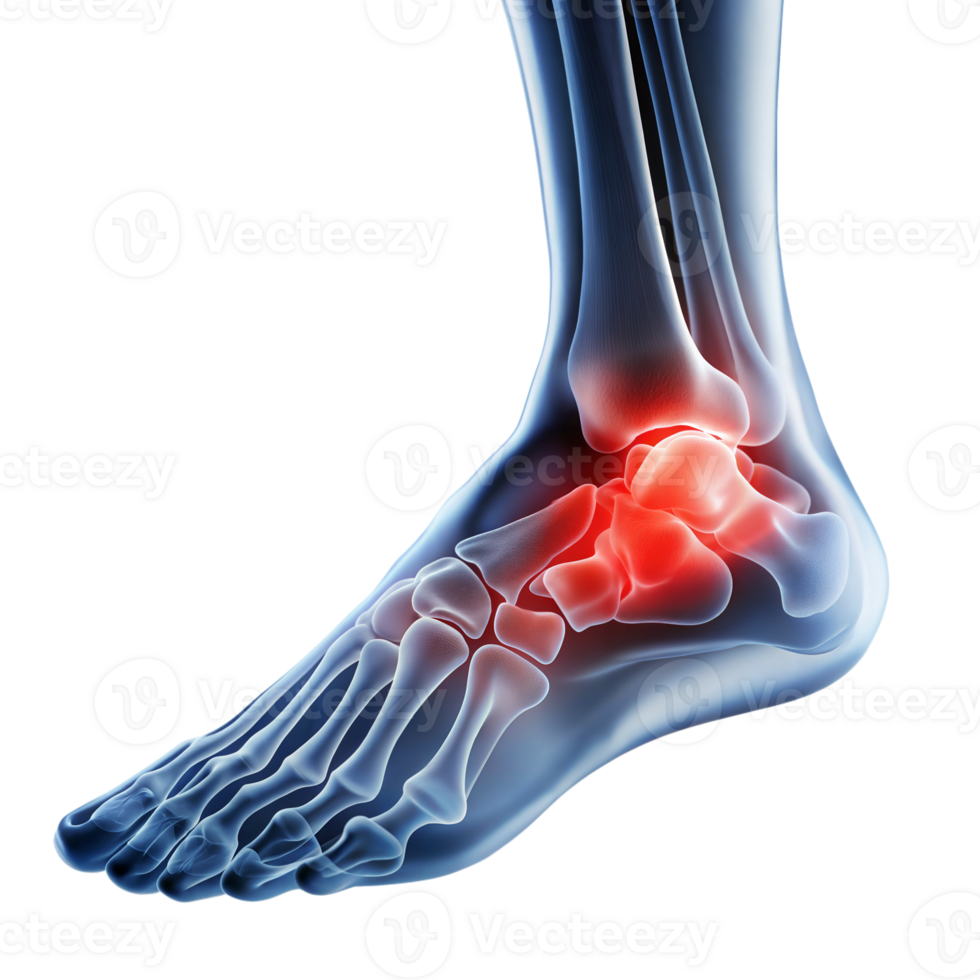 Digitally Rendered Human Foot Illustrating Pain in the Heel Area on a Transparent Background png