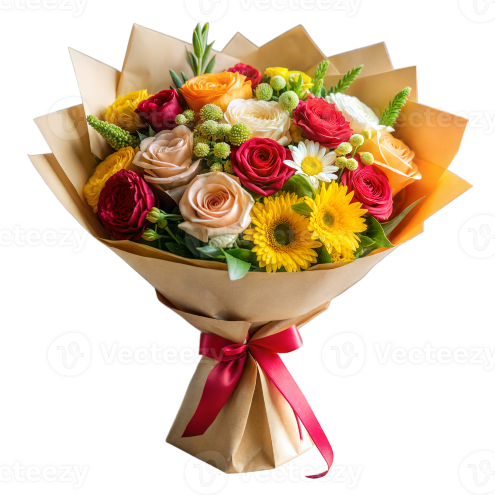 Bouquet of Sunflowers and Roses on Transparent Background png