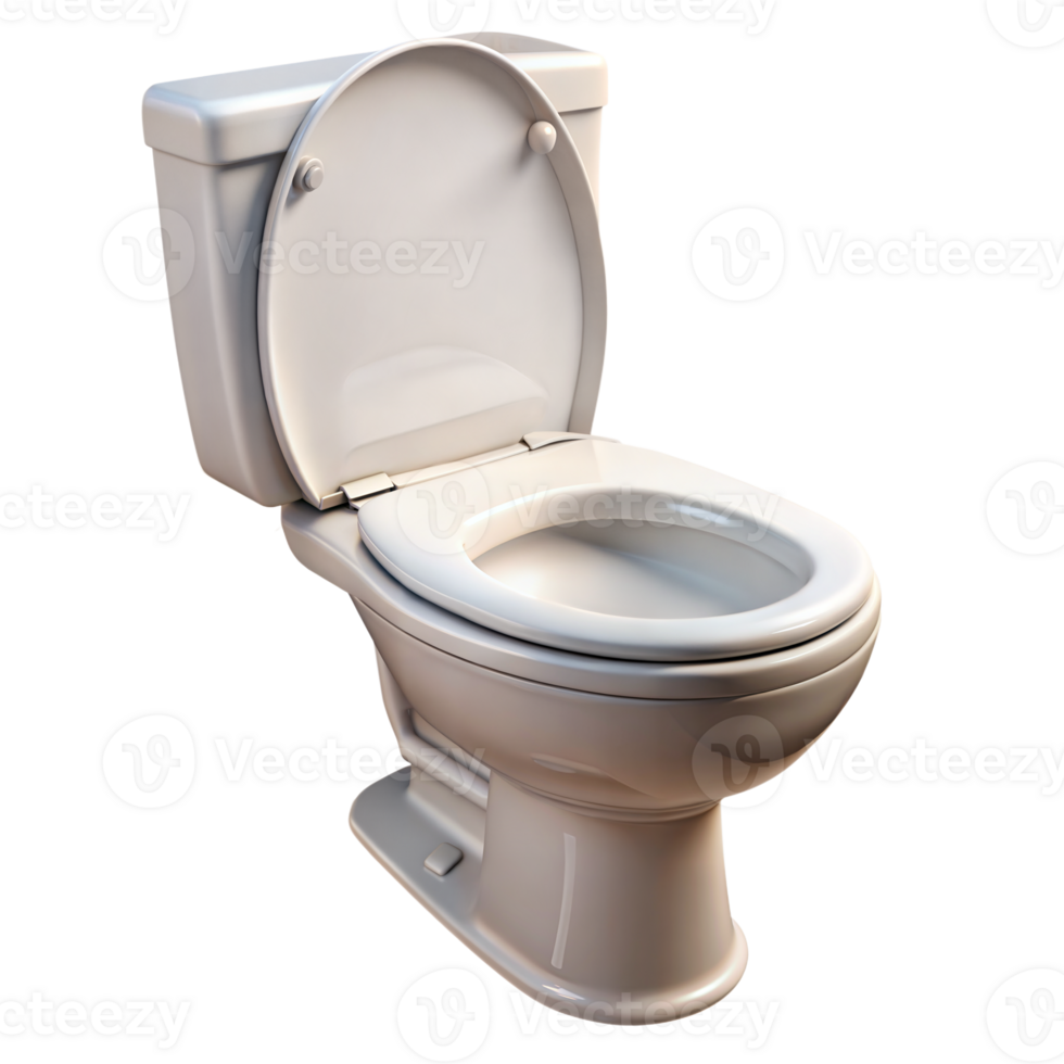 Modern White Ceramic Toilet With Open Lid Isolated on Transparent Background png