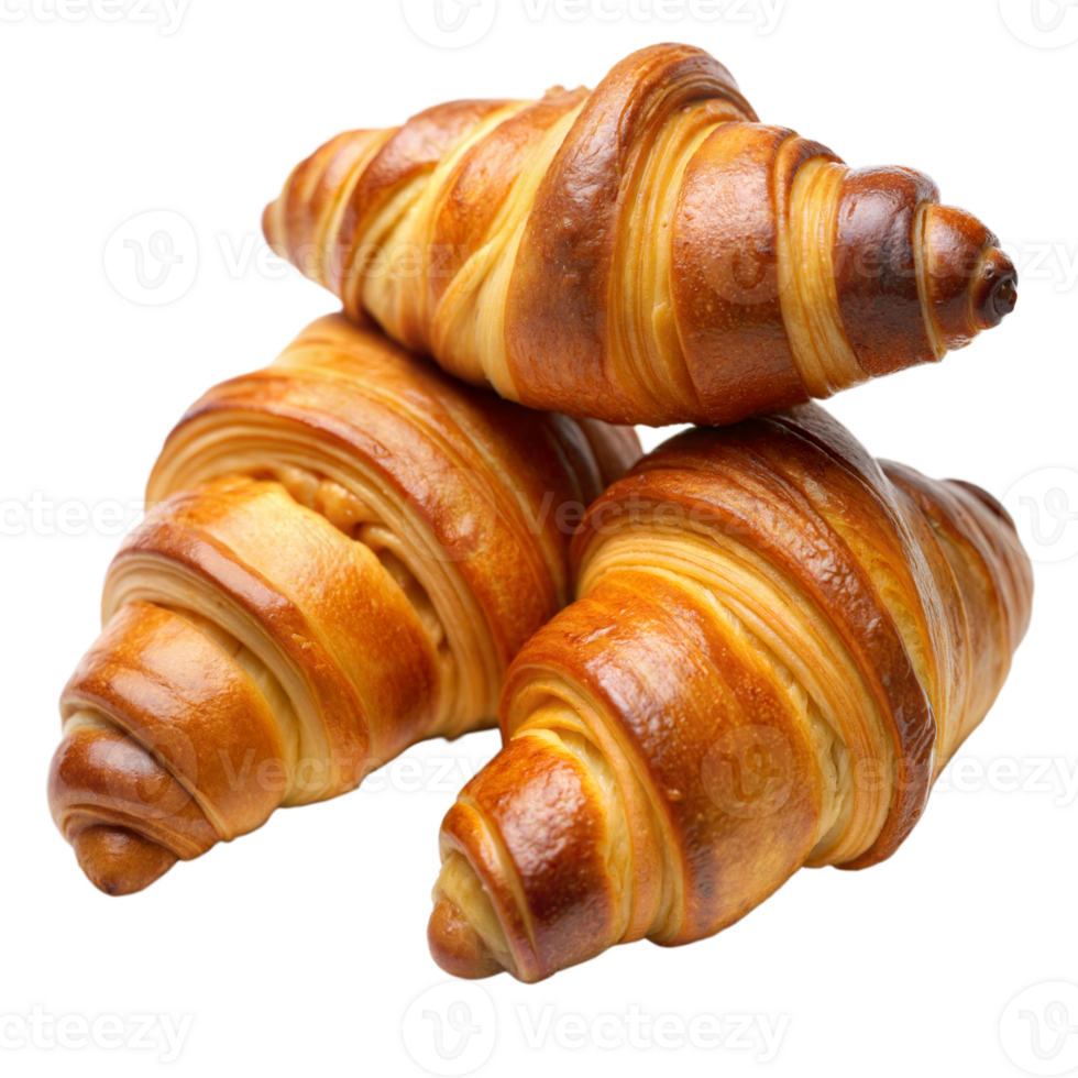 Golden-Baked Croissants Stacked Artfully Against A Transparent Background png