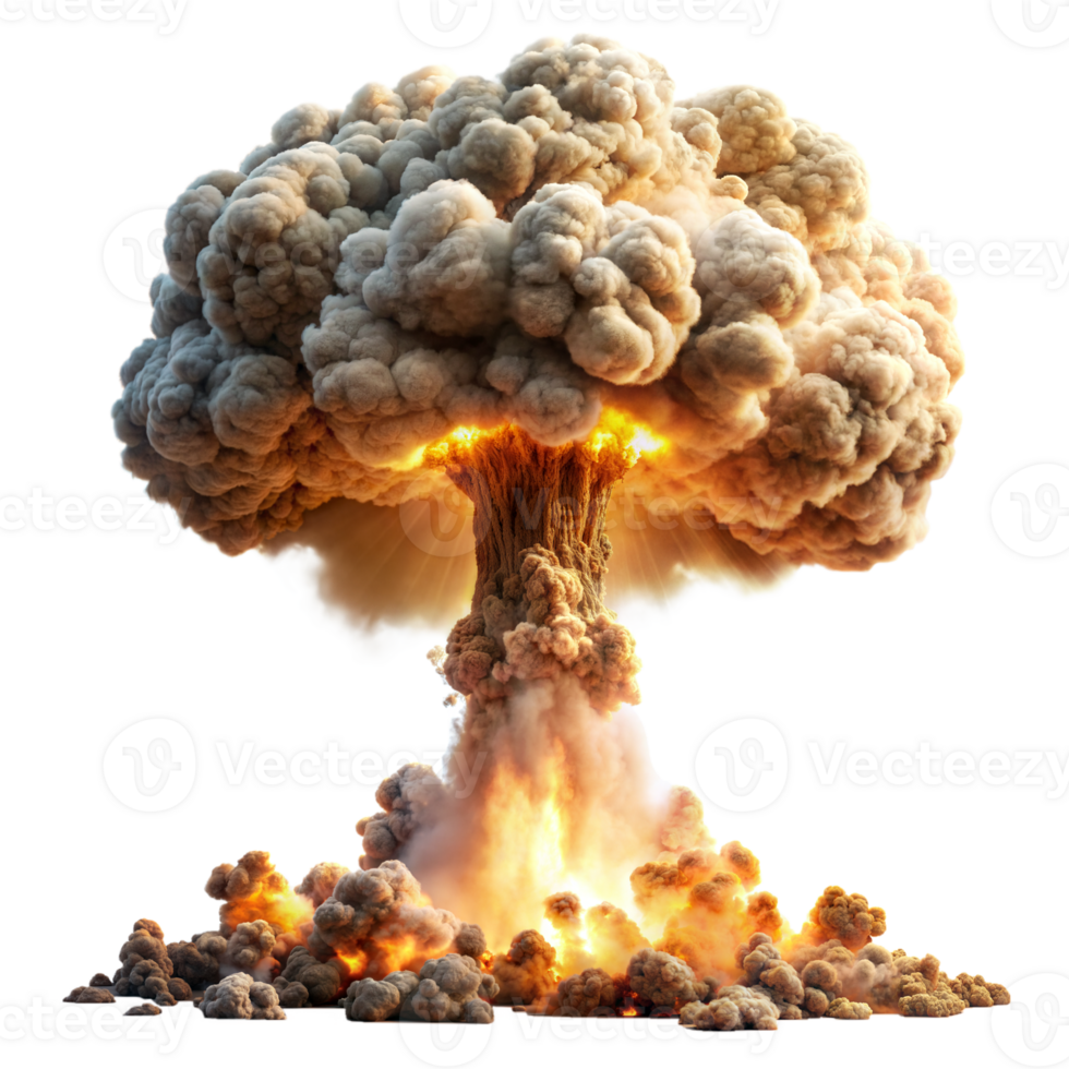 katastrophal Explosion mit ein fest Pilz Wolke gegen ein transparent Hintergrund png