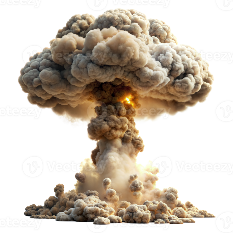 Dramatic Mushroom Cloud Erupting With Intensity Against a Transparent Background png