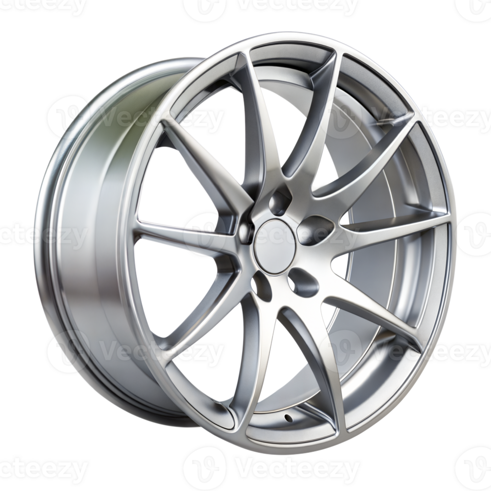 High-Quality Alloy Car Wheel Displayed on Transparent Background png