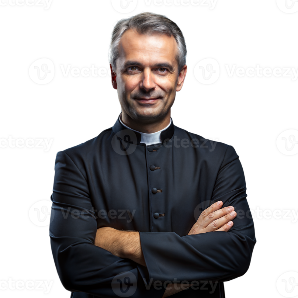 Priest in Traditional Attire With Arms Crossed png