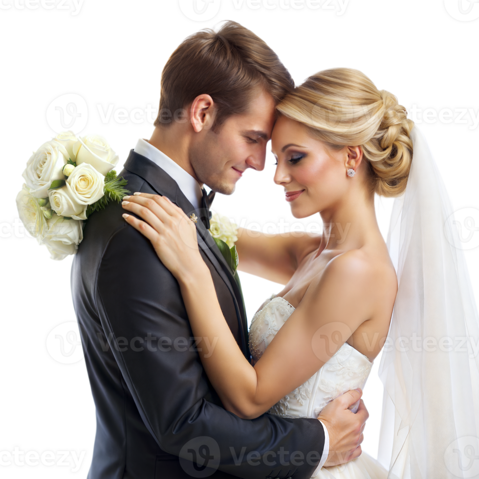 Tender Embrace Between Newlyweds in Formal Attire With a Transparent Background png