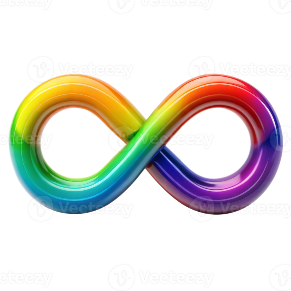 Colorful Infinity Symbol Representing Endlessness and Diversity on Transparent Background png