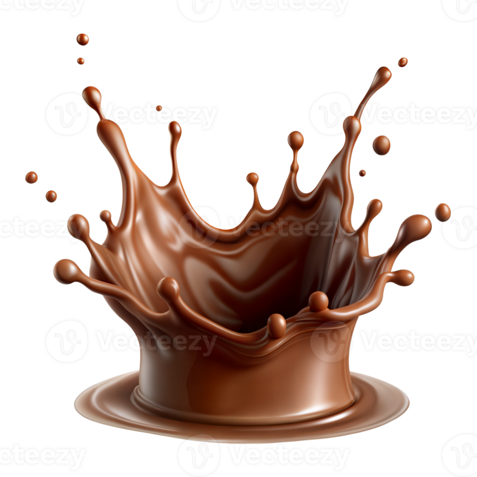 Dynamic Chocolate Splash Captured in High Resolution on a Transparent Background png