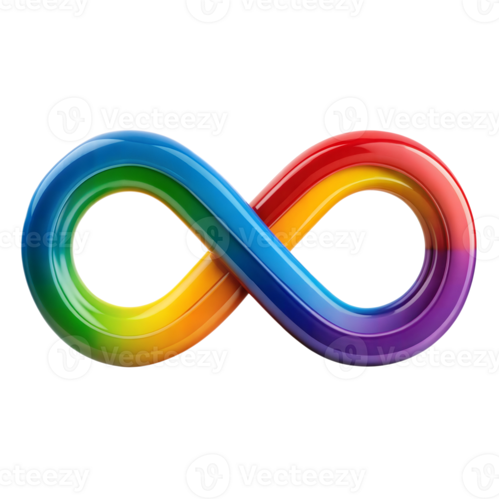 Vibrant Rainbow-Colored Infinity Symbol on a Transparent Background png