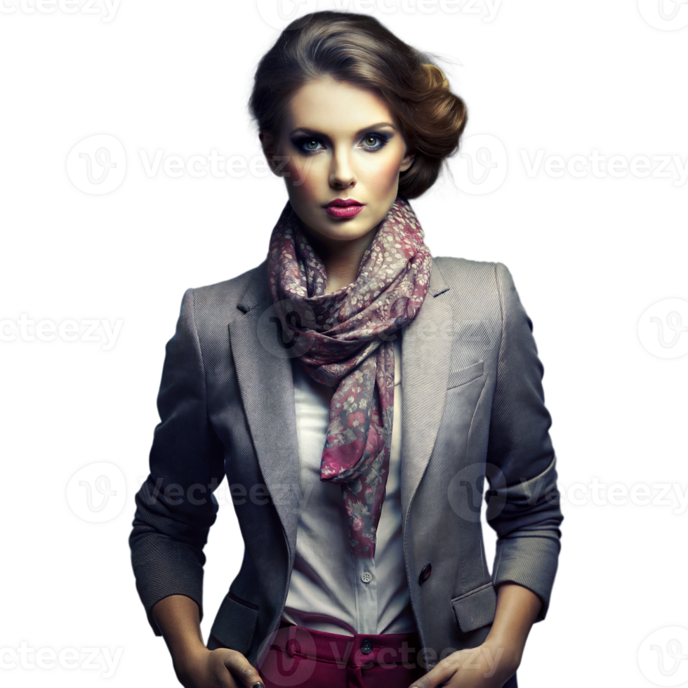 Elegant Woman Dressed in Business Casual Attire Posing for a Fashion Shoot png