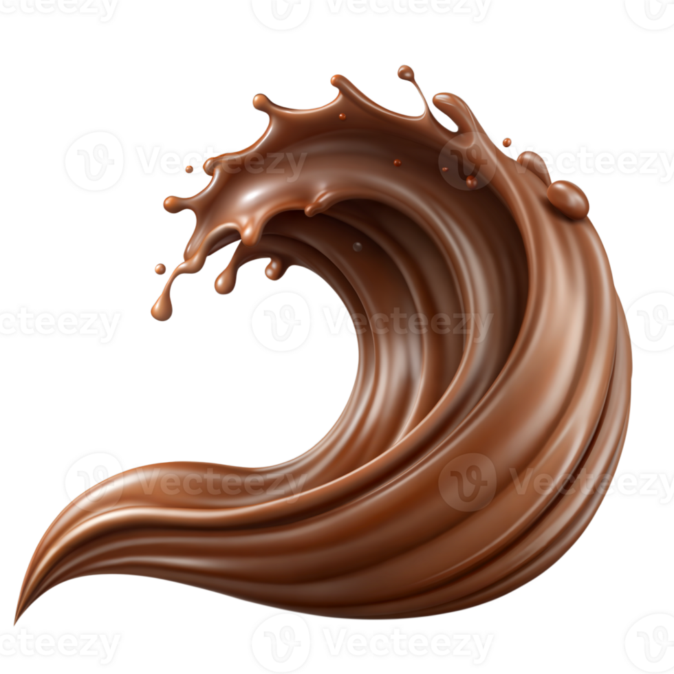 Chocolate Wave Captured Midair Against a Transparent Background png