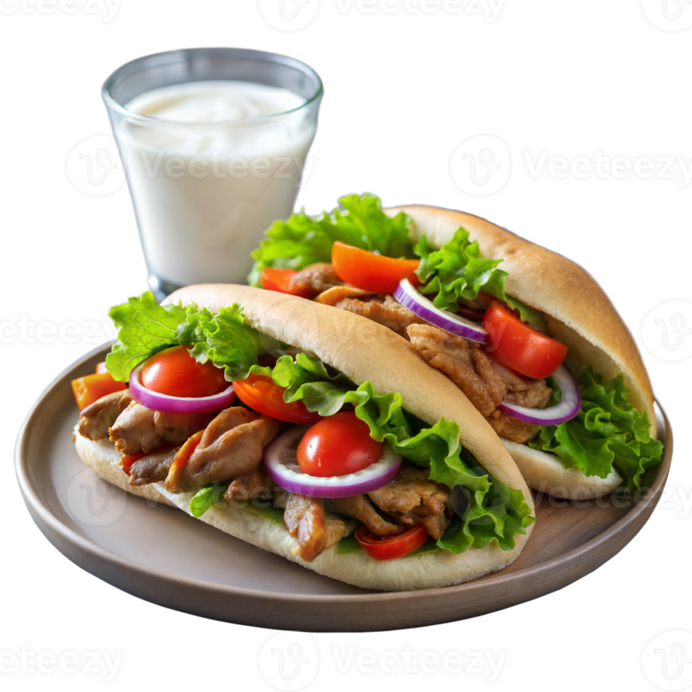 Grilled Chicken Sandwiches Served With Fresh Vegetables on a Plate png