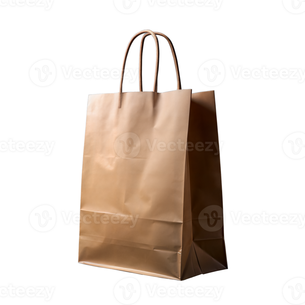 Brown Paper Shopping Bag With Handles on a Transparent Background png