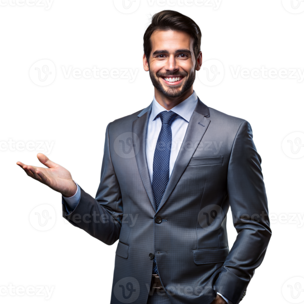 Confident Businessman Smiling in a Grey Suit With Transparent Background png