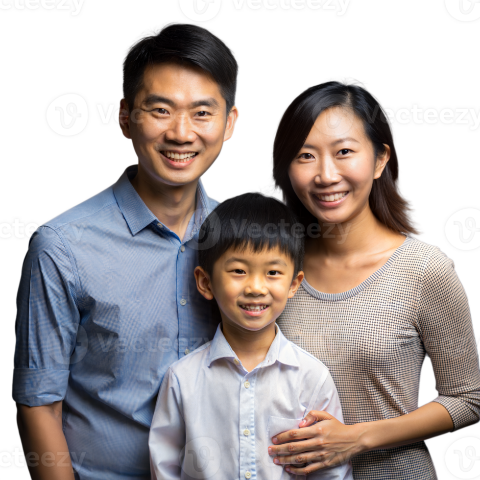 Happy Family of Three Posing for a Portrait With a Transparent Background png