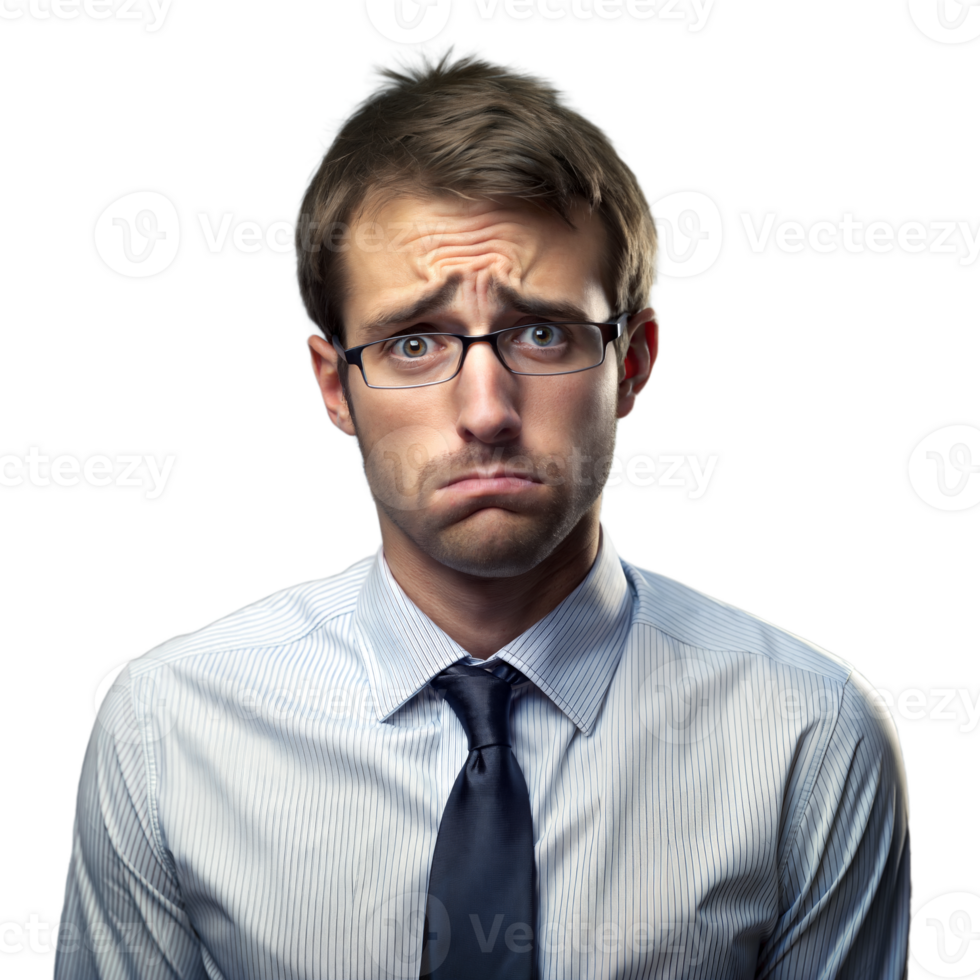 Puzzled Young Man in Shirt and Tie With Transparent Background png