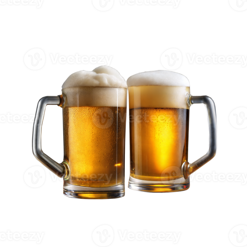 Two Mugs of Beer on Transparent Background png