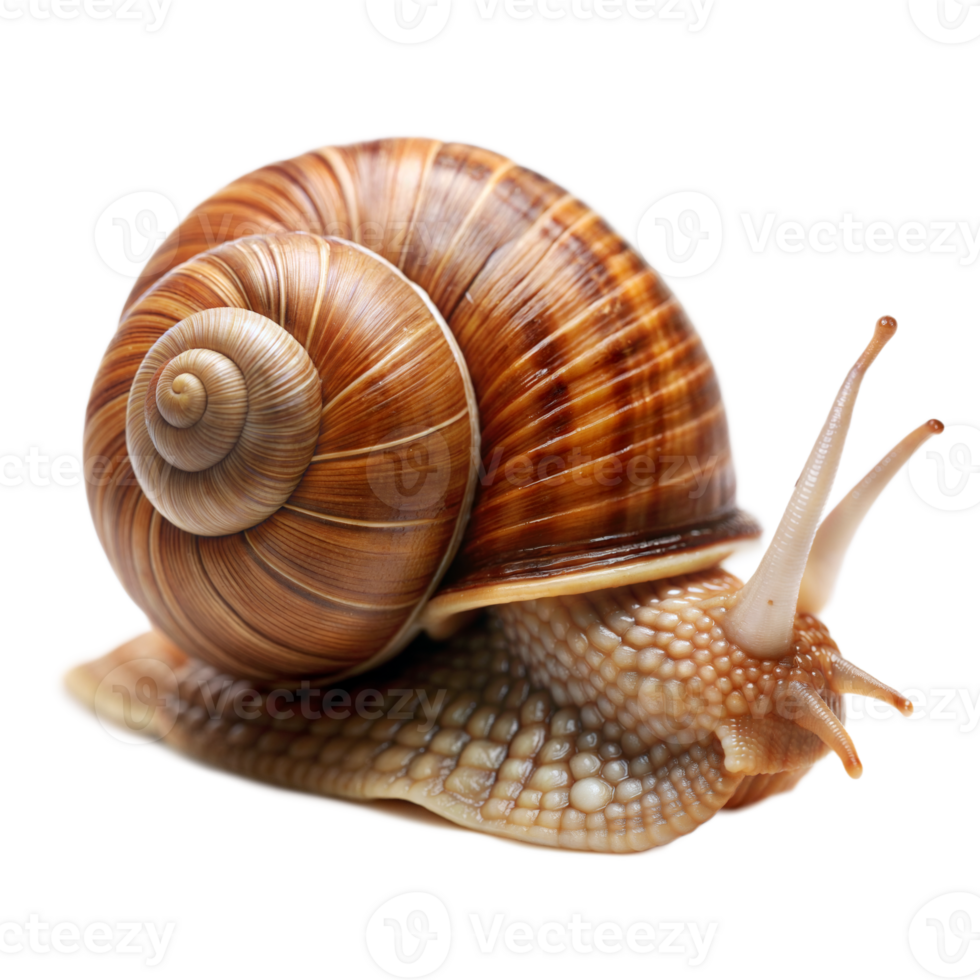 Close-Up of a Garden Snail Crawling Isolated on Transparent Background png