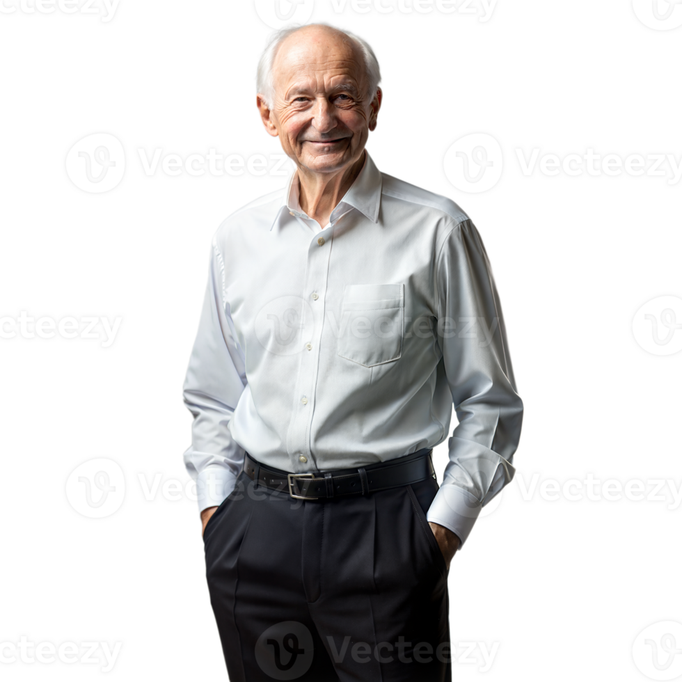 Senior Businessman Standing Confidently With Hands in Pockets on Transparent Background png